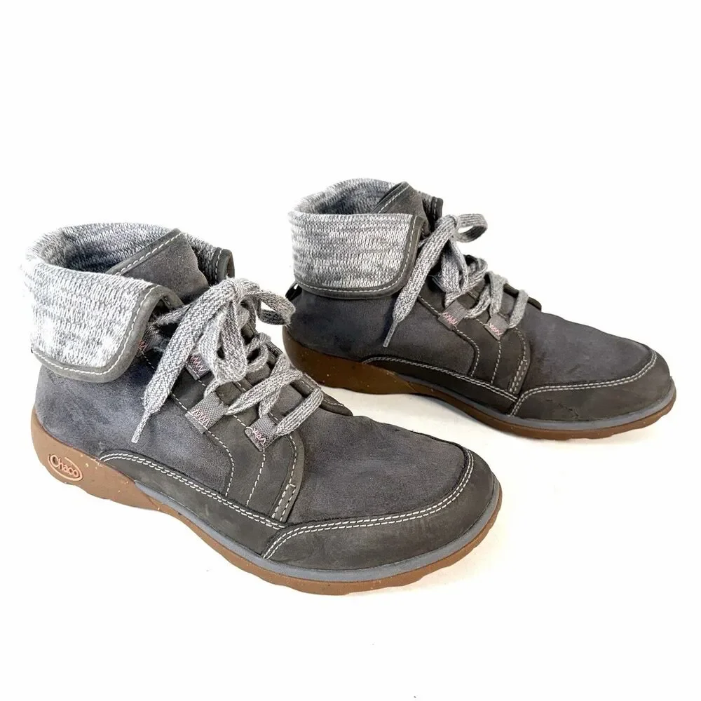 Chaco Barbary Hiking Boots Castlerock Gray Waterproof Leather Women's 9 J106392